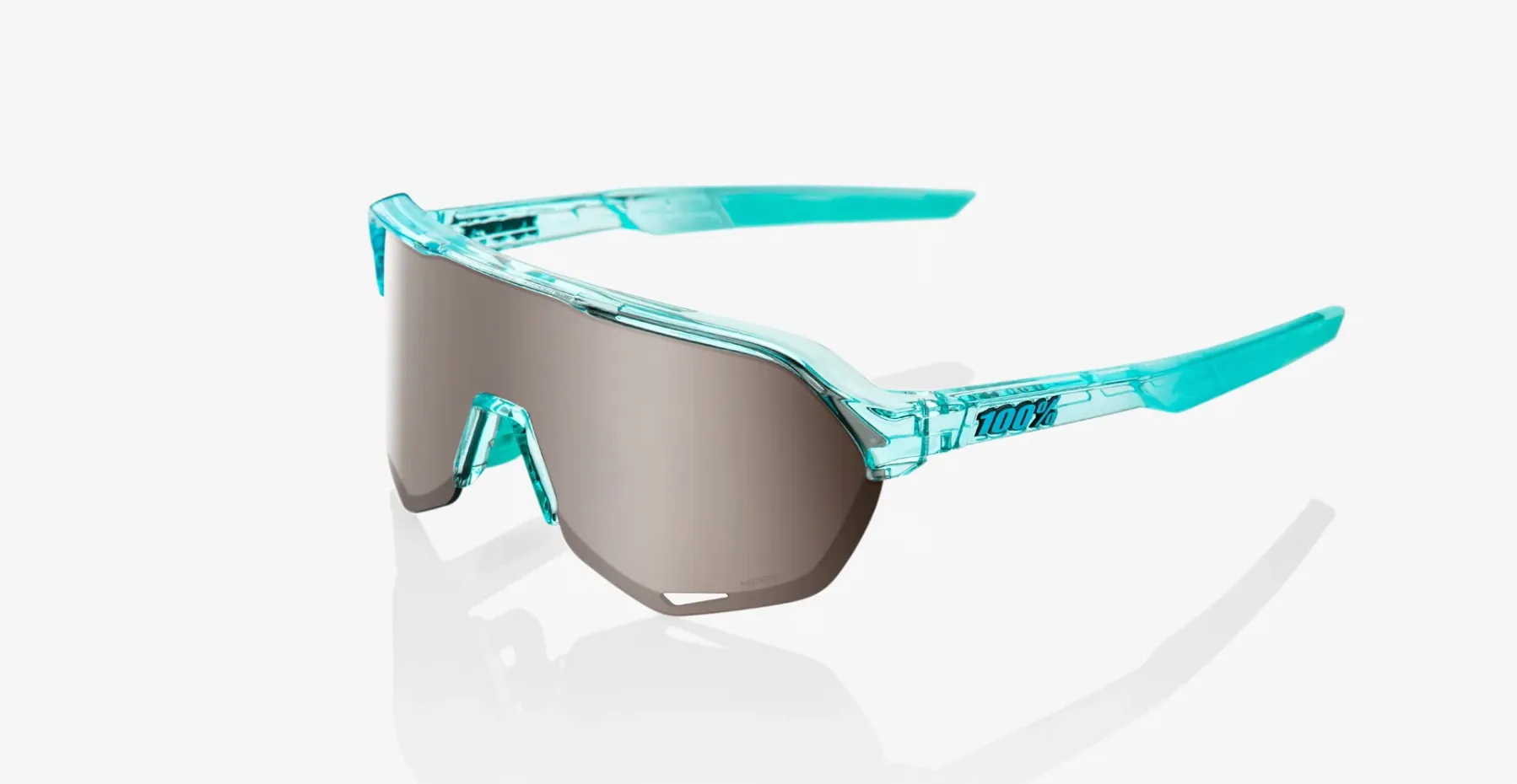 100% Percent Cycling Sunglasses Polished Translucent Mint - Hiper Silver