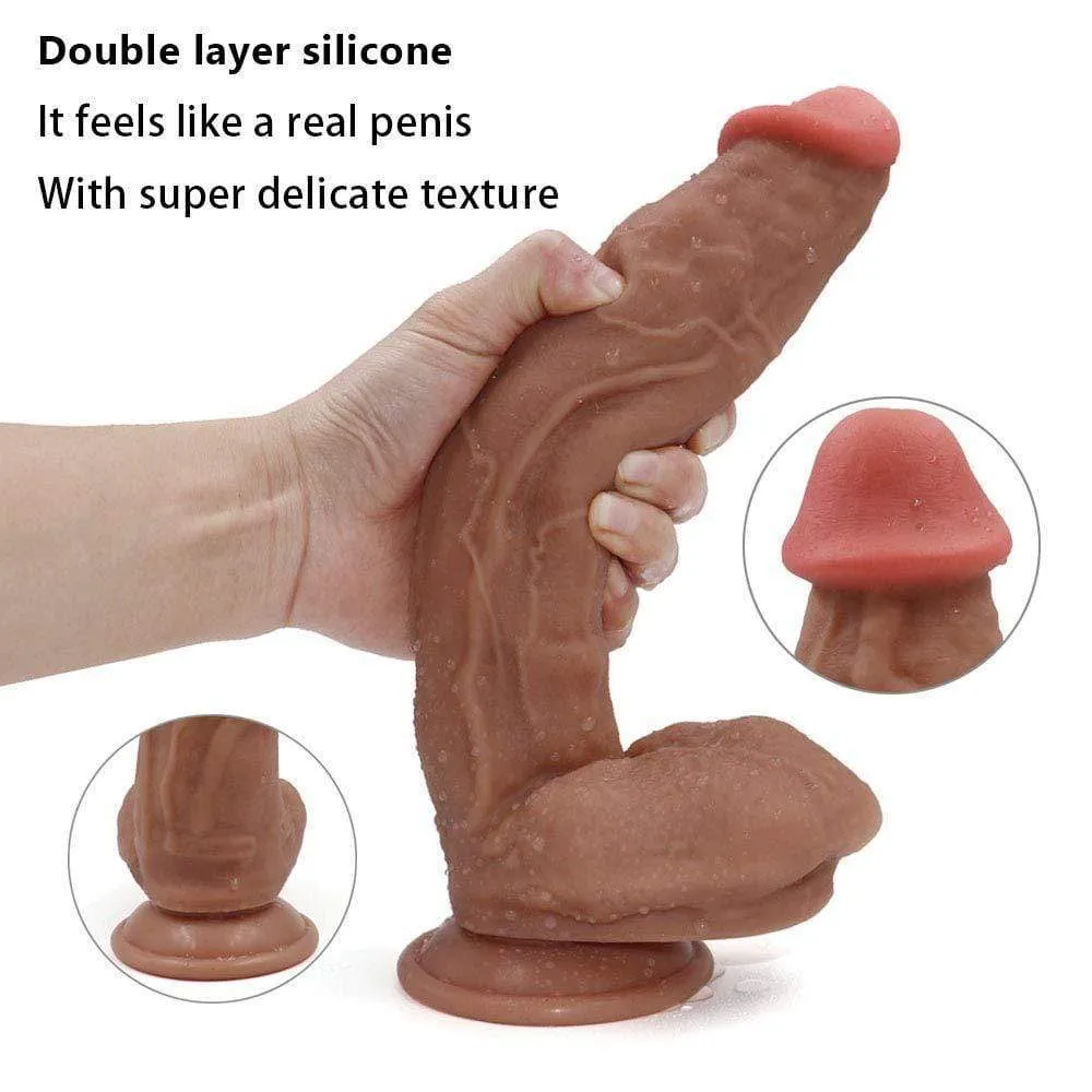 10.6in Huge Double Liquid Silicone Brown Realistic Dildo