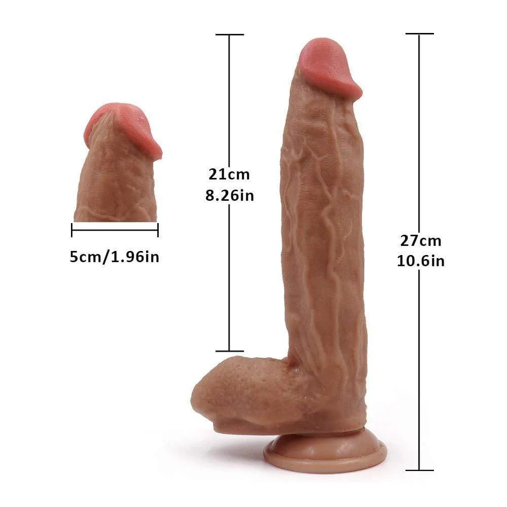 10.6in Huge Double Liquid Silicone Brown Realistic Dildo