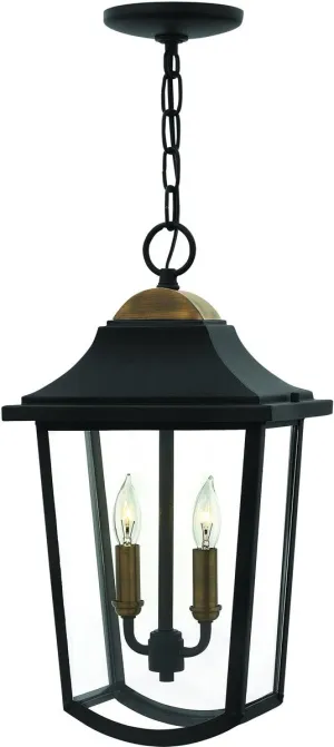 10"W Burton 2-Light Outdoor Pendant Light Black 1972BK