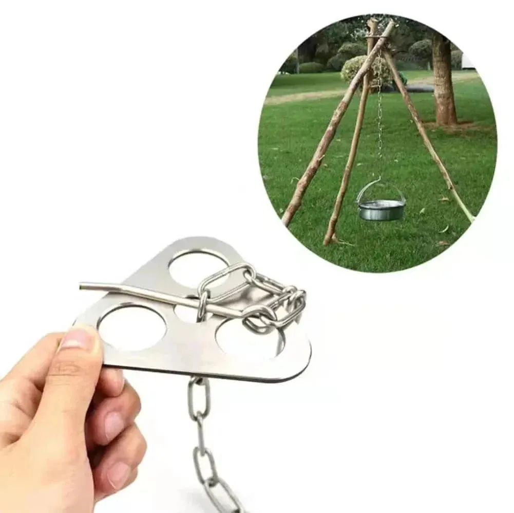 1pc Camping Hanging Tripod W/ Bag Pot Rack Hanger BBQ Steel Rack Multifunction Tripod Fire For Picnic Bonfire Party Outdoor Tool