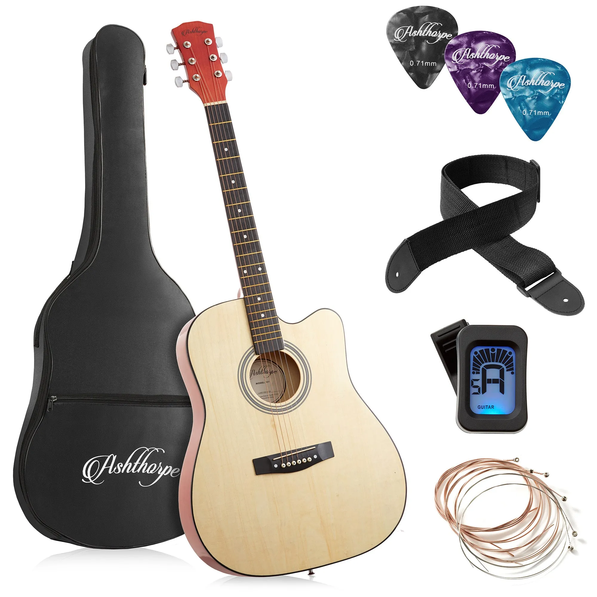 41-inch Beginner Cutaway Acoustic Guitar Bundle