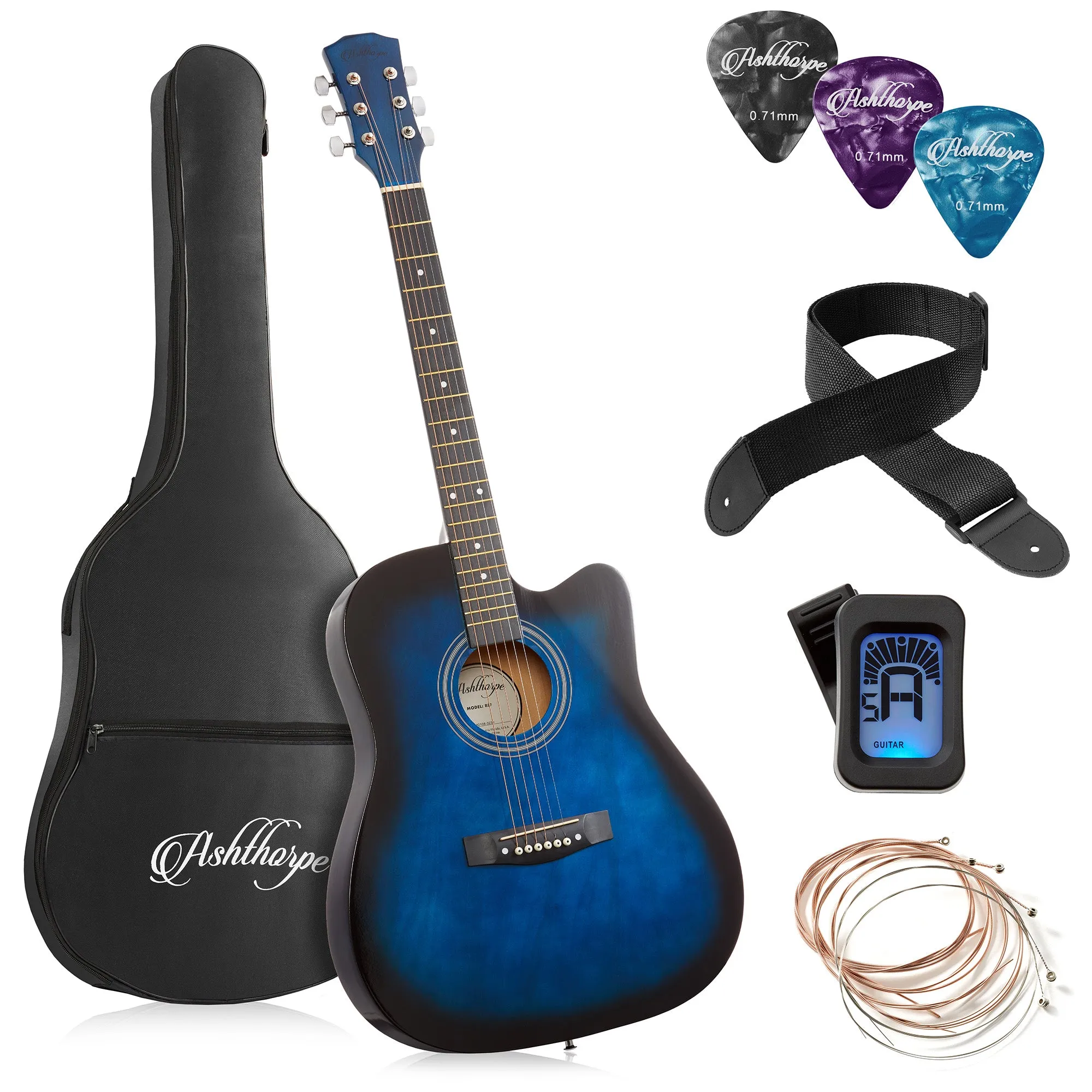 41-inch Beginner Cutaway Acoustic Guitar Bundle