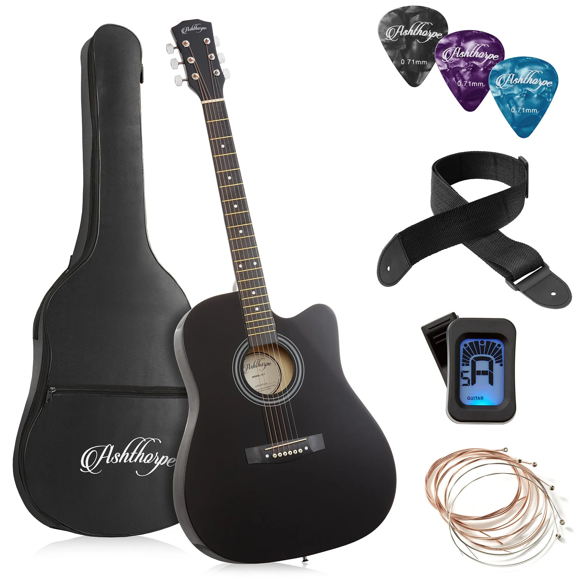 41-inch Beginner Cutaway Acoustic Guitar Bundle