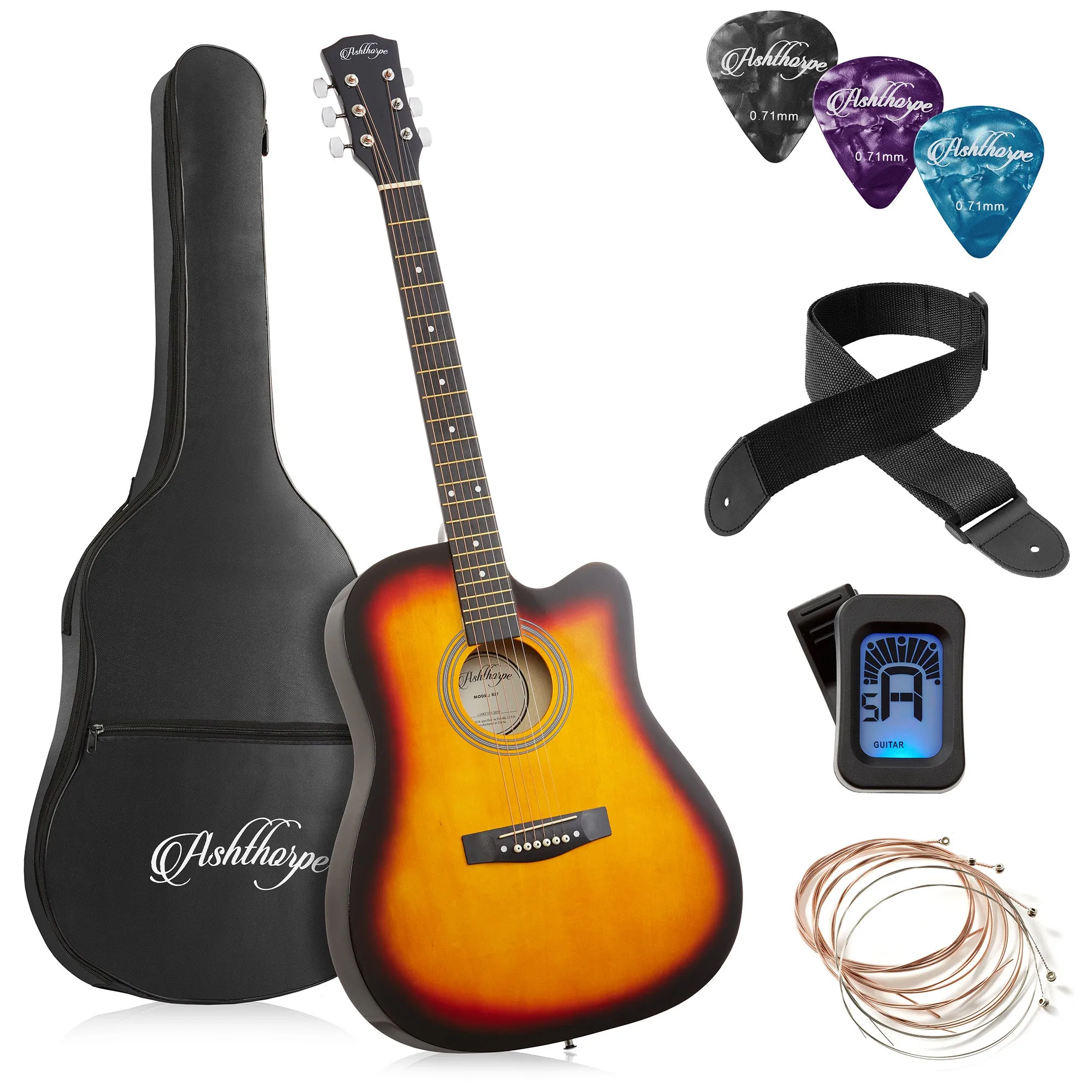 41-inch Beginner Cutaway Acoustic Guitar Bundle