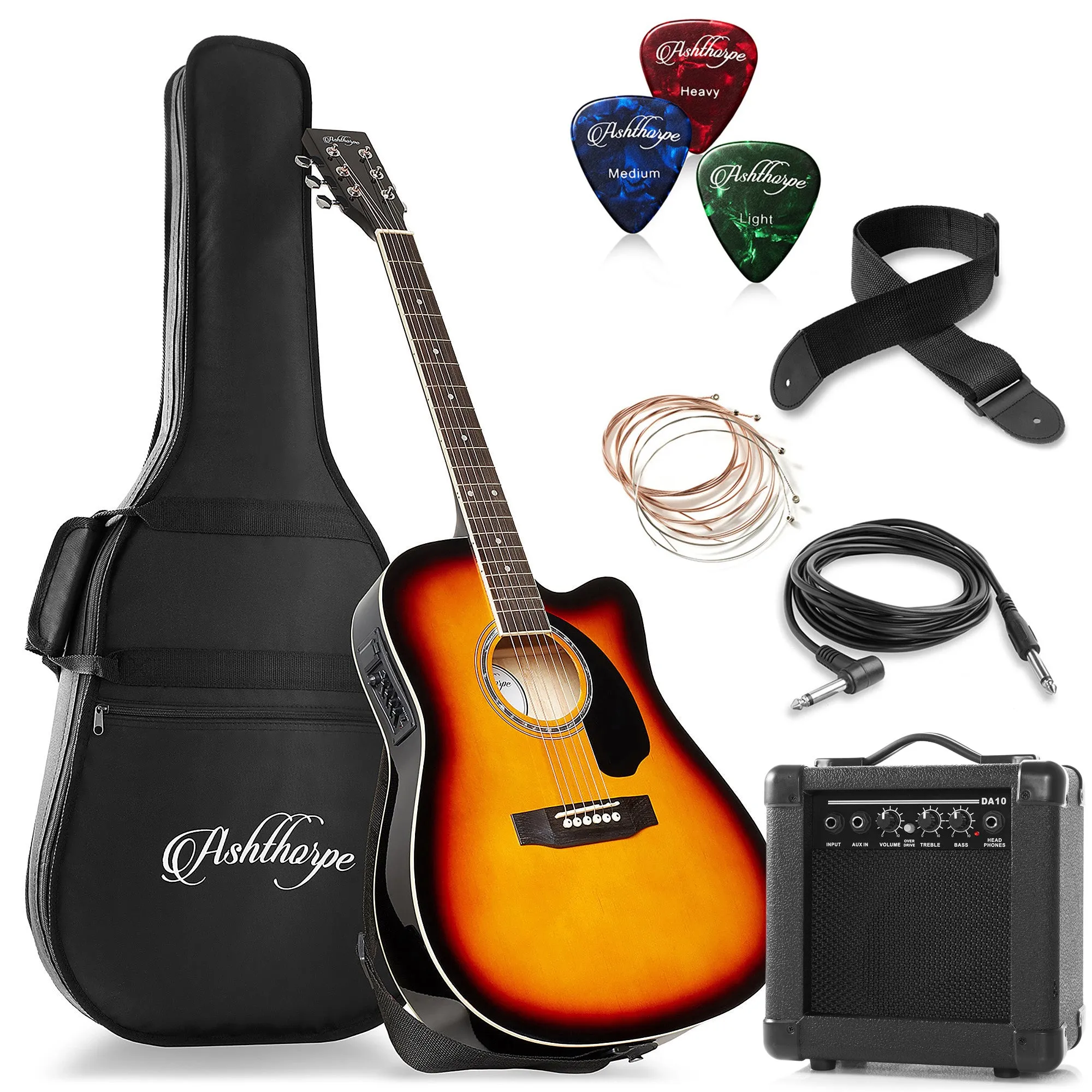 41-inch Thinline Cutaway Acoustic-Electric Guitar with 10 Watt Amp