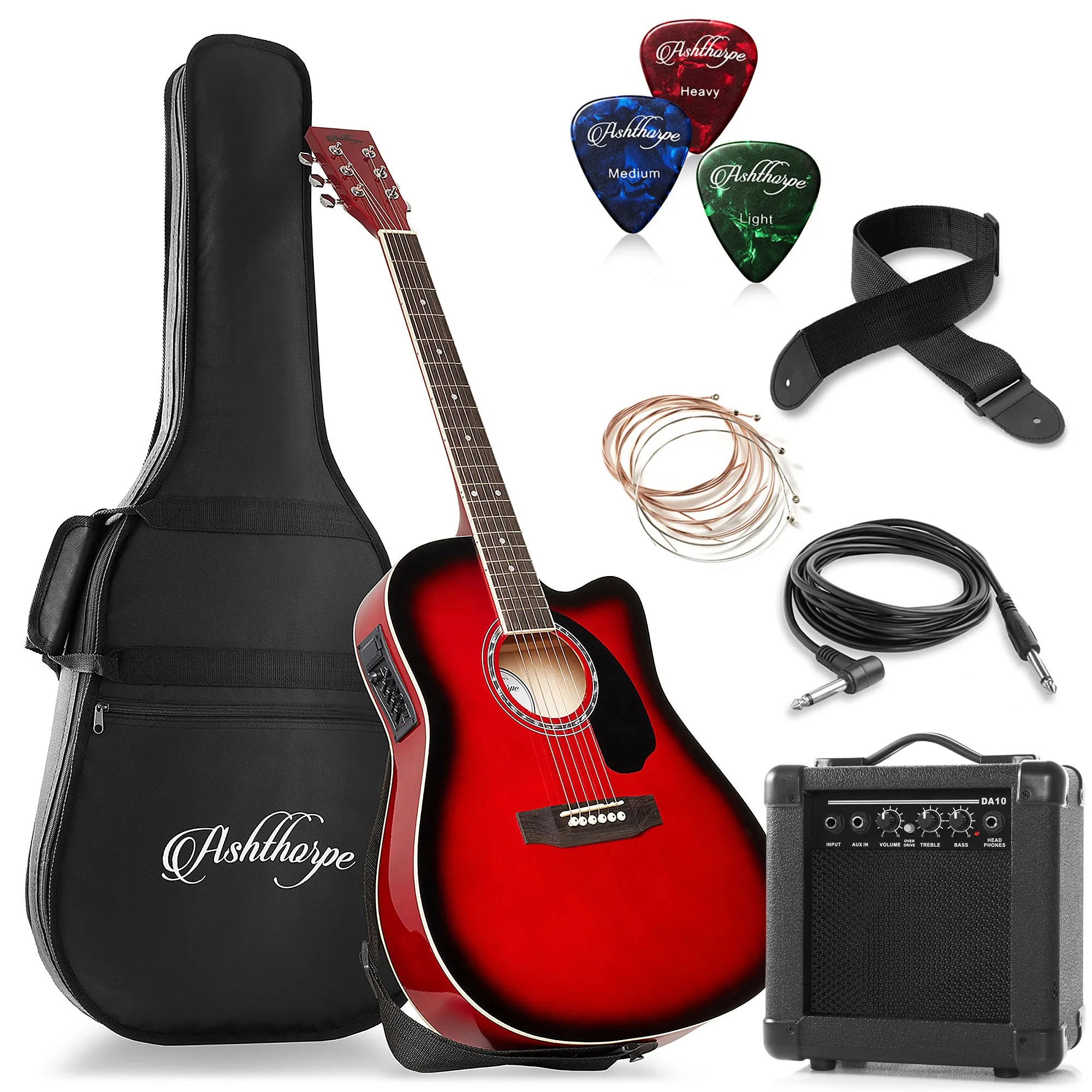 41-inch Thinline Cutaway Acoustic-Electric Guitar with 10 Watt Amp