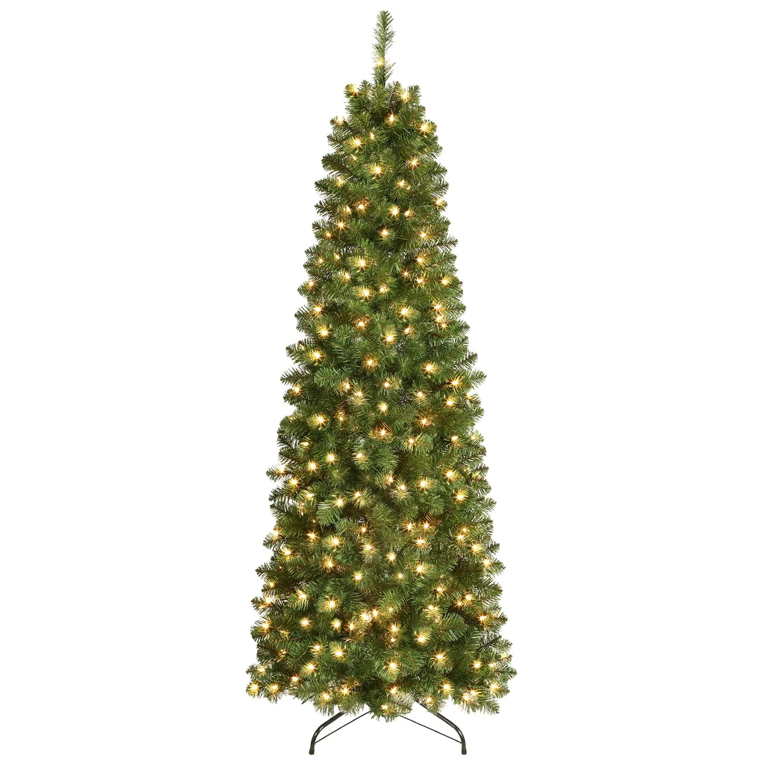 4ft Warm White Light Artificial Hinged Slim Pencil Prelit Christmas Tree