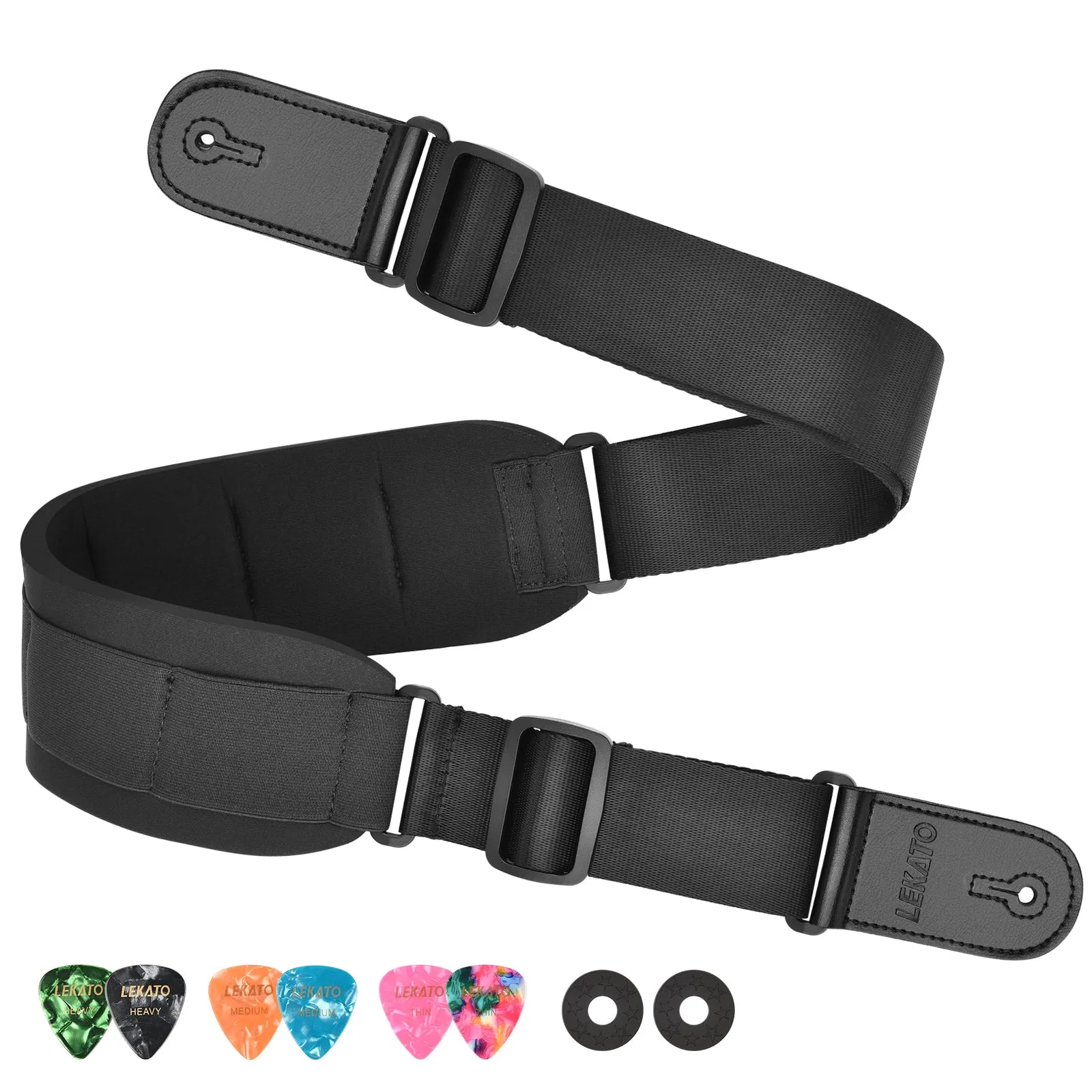 Adjustable 42-58" Bass Guitar Strap Belt w/ 3.3" Sponge Pad Decompression Padded