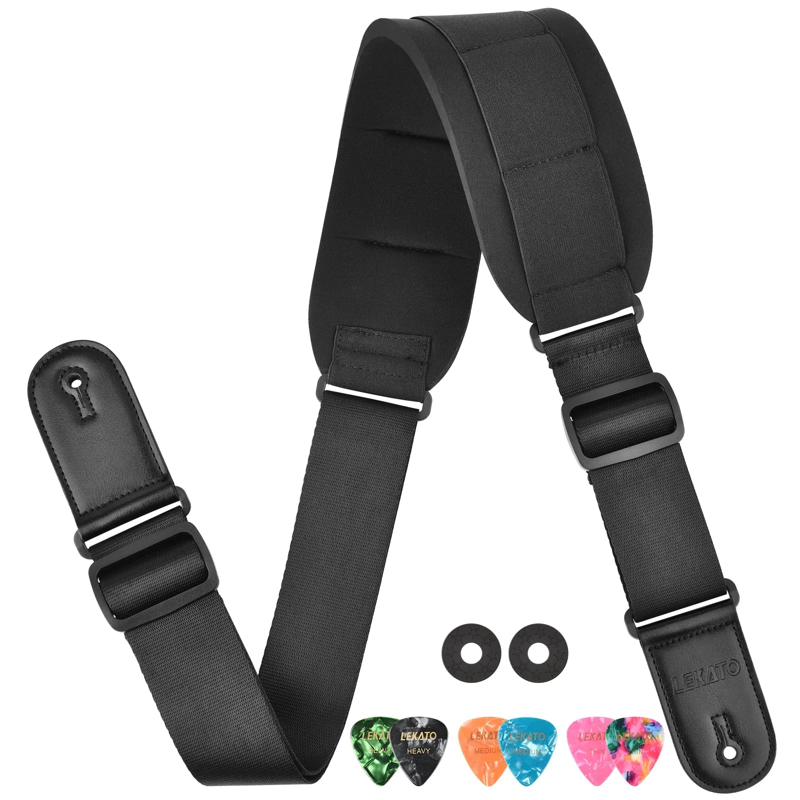 Adjustable 42-58" Bass Guitar Strap Belt w/ 3.3" Sponge Pad Decompression Padded