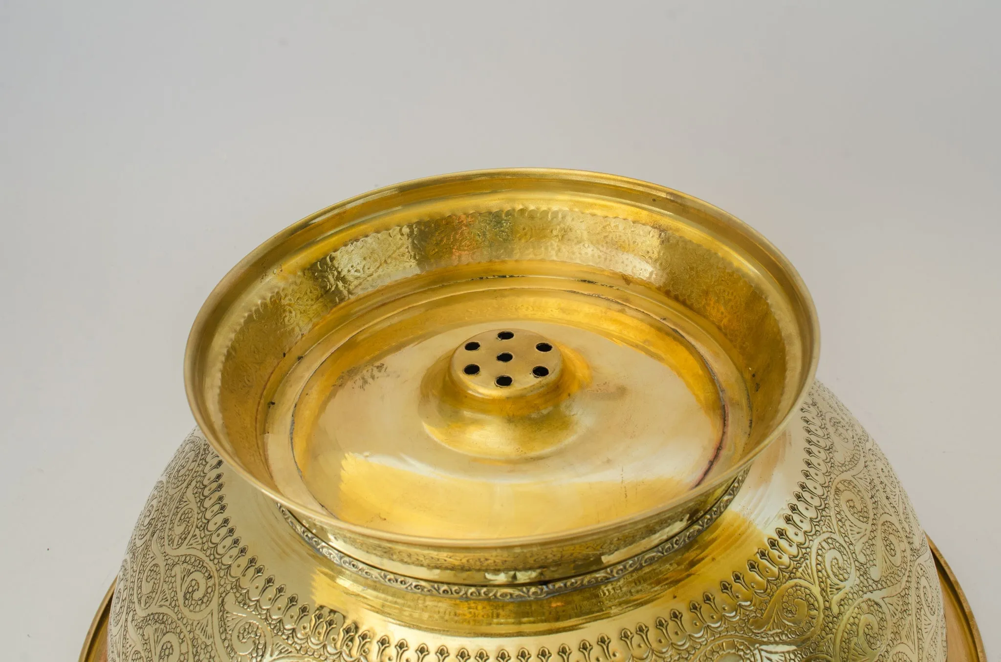 Antique Brass Bowl Vessel Sink Engraved Bathroom Vanity Basin, Gold Vintage Engraved Sink