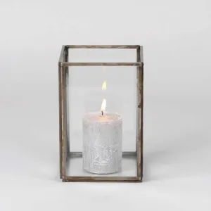 Antiqued Metal & Glass Box Lanterns - Three Sizes