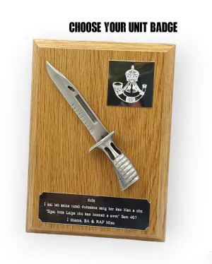 BAYONET and CAP BADGE Military Plaque