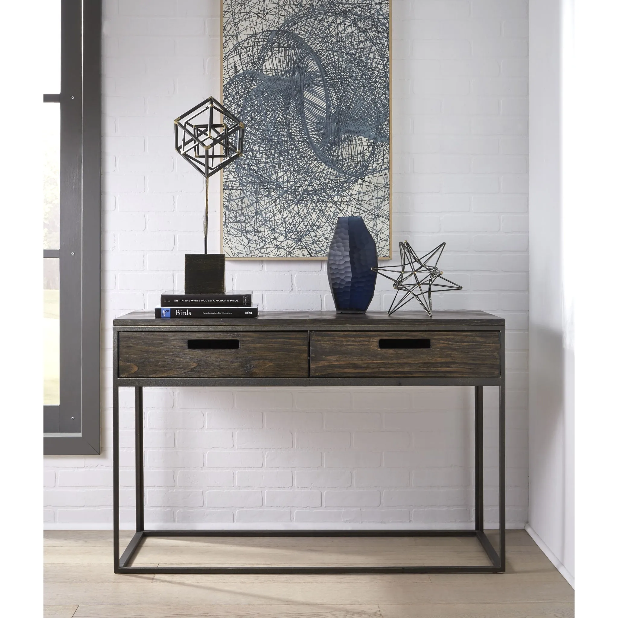 Bradley Two-Drawer Console Table in Double Fudge