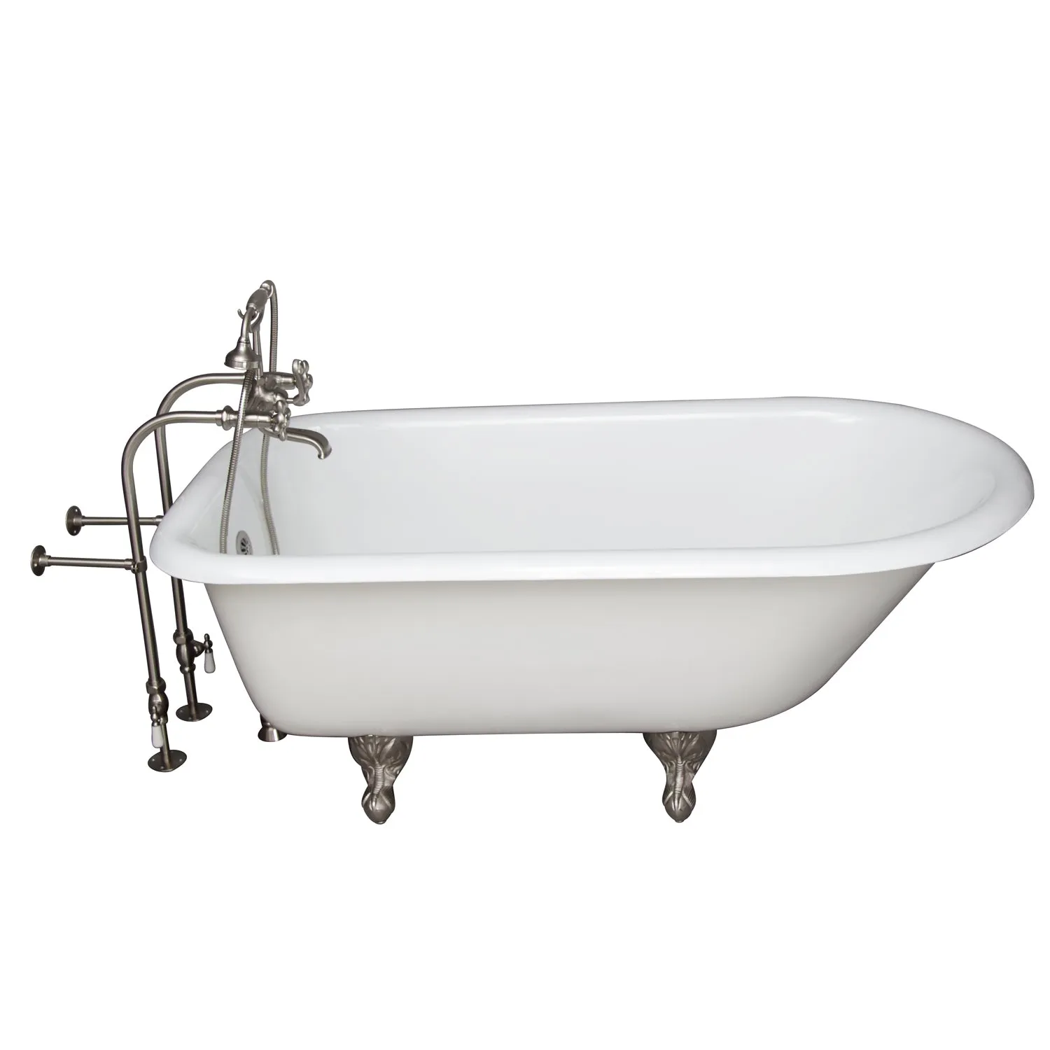 Brocton 65″ Cast Iron Roll Top Tub Kit – Brushed Nickel Accessories