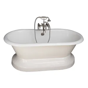 Columbus 61" Cast Iron Double Roll Top Tub Kit-Brushed Nickel Accessories