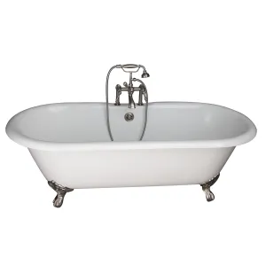 Duet 67" Cast Iron Double Roll Top Tub Kit-Brushed Nickel Accessories