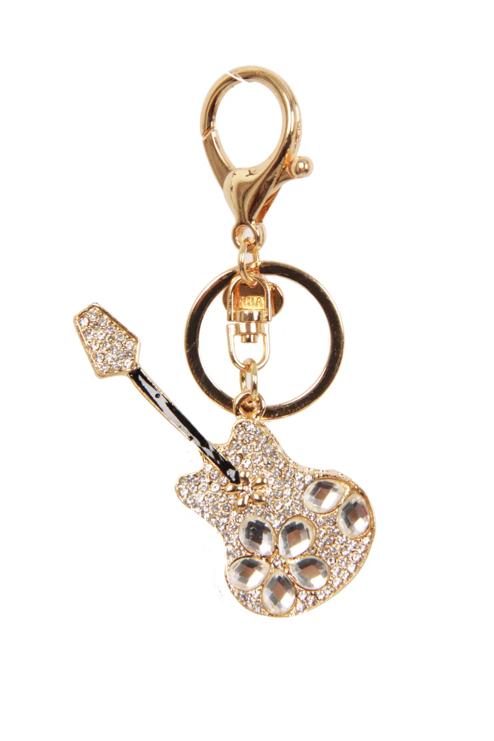 Guitar Diamante Bag Charm Keyring