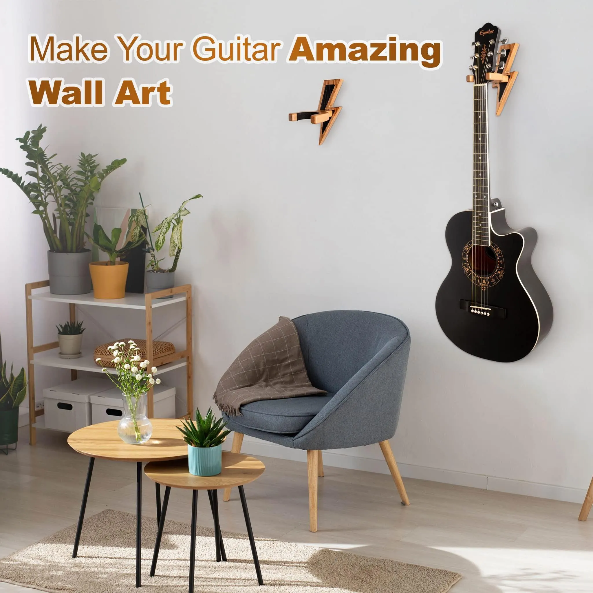 Guitar Holder Wall Mount Ash Wood Guitar Hanger Hook Stand Rack Hardwood Beige