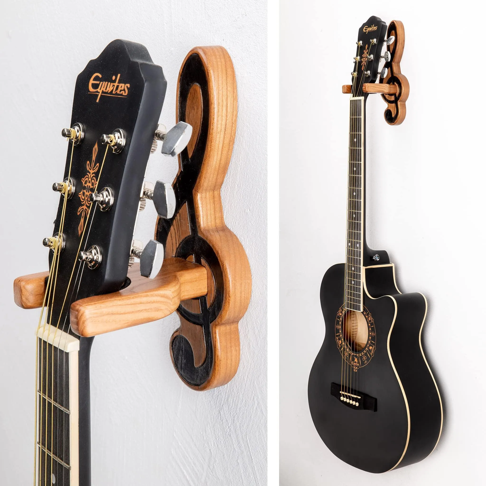 Guitar Holder Wall Mount Ash Wood Wooden Guitar Hanger Hook Stand Rack