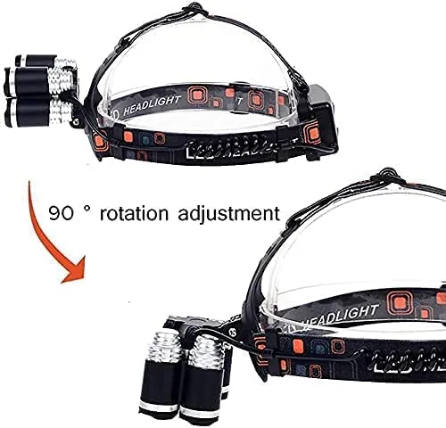 Headlamp LED Light, USB, Lighter And 120v Rechargeable Waterproof 12000 Lumen Ultra Bright 5 LED 4 Modes #6970