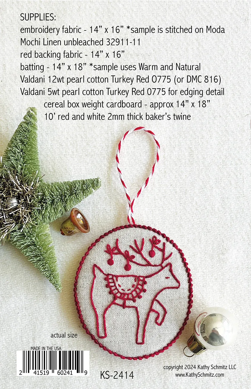 Jolly & Bright Redwork Ornaments Pattern