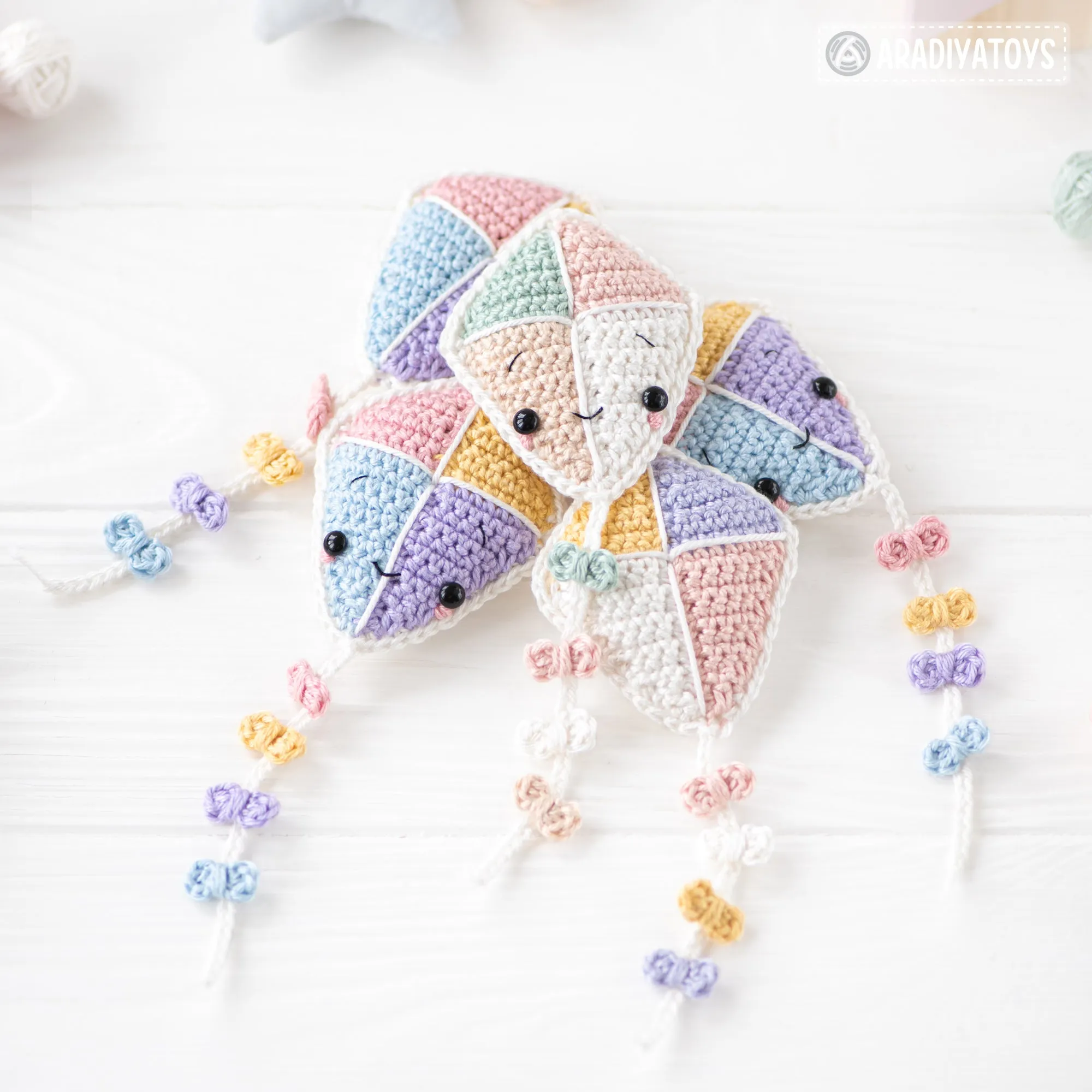 Kawaii Kite from "AradiyaToys Kawaii” collection / Crochet Pattern (Amigurumi Tutorial PDF File), Keychain Beginner Handmade DIY Pin Cushion