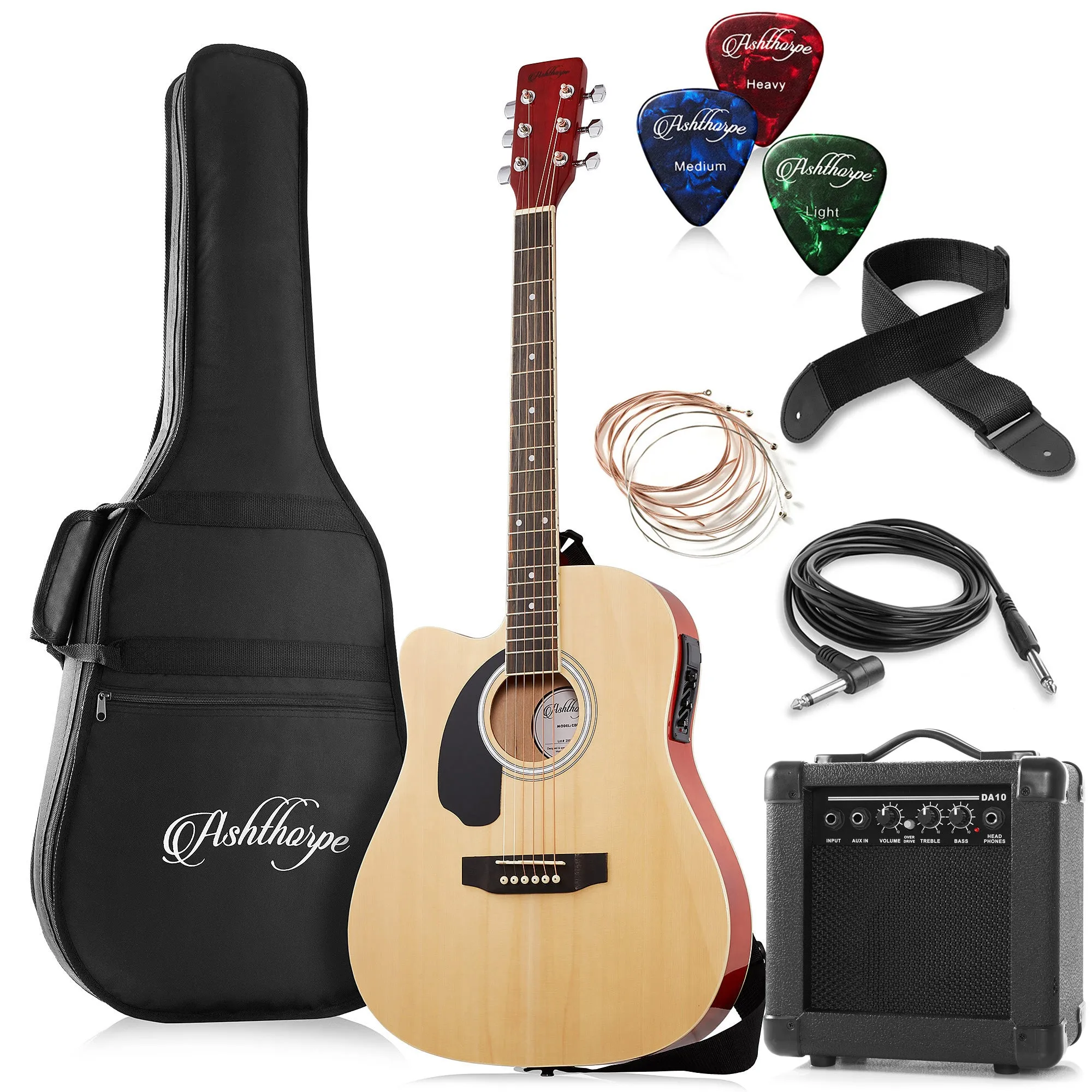 Left-Handed 41-inch Thinline Cutaway Acoustic-Electric Guitar with 10 Watt Amp