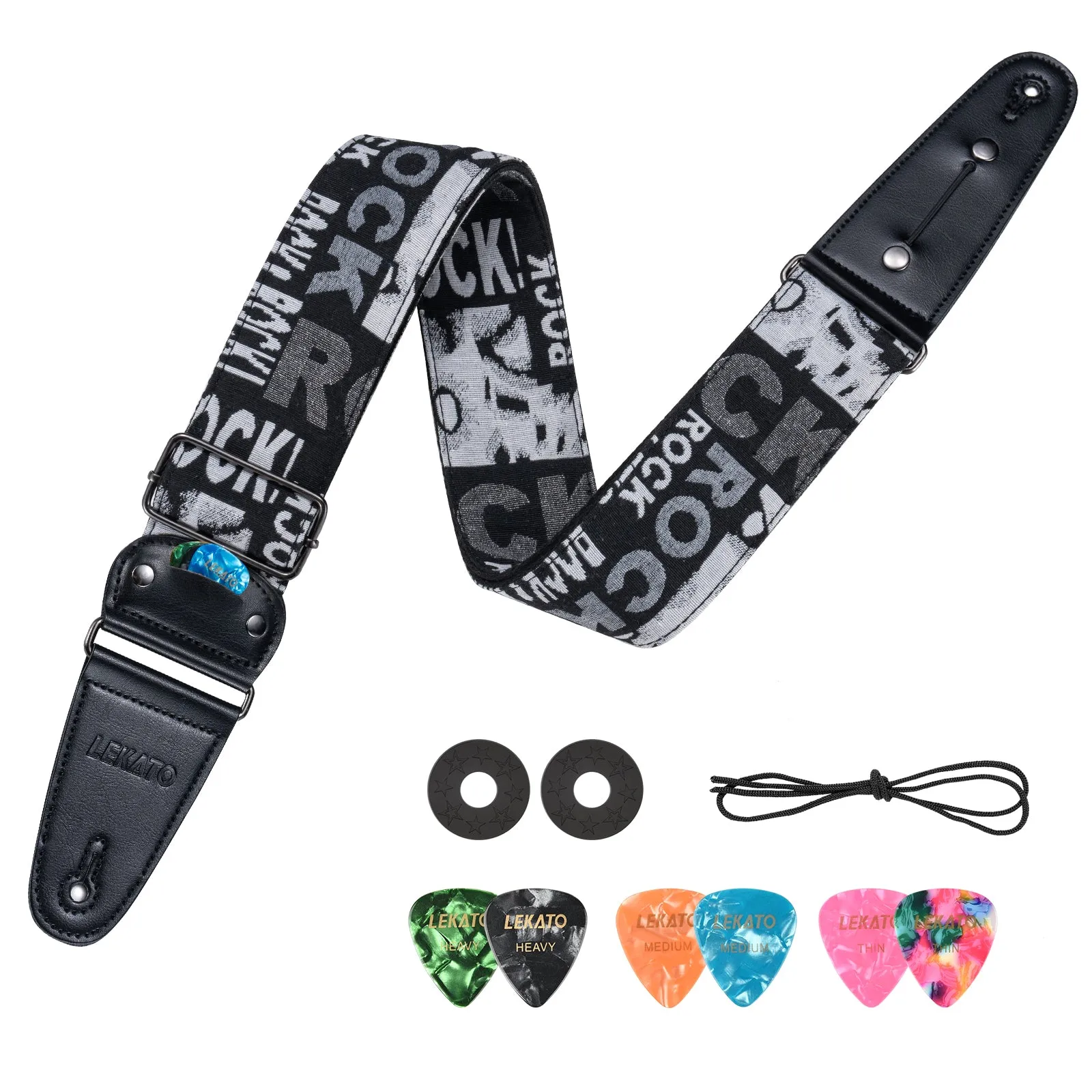 LEKATO LGS-9 Adjustable 2.5" Wide Guitar Patterned Straps