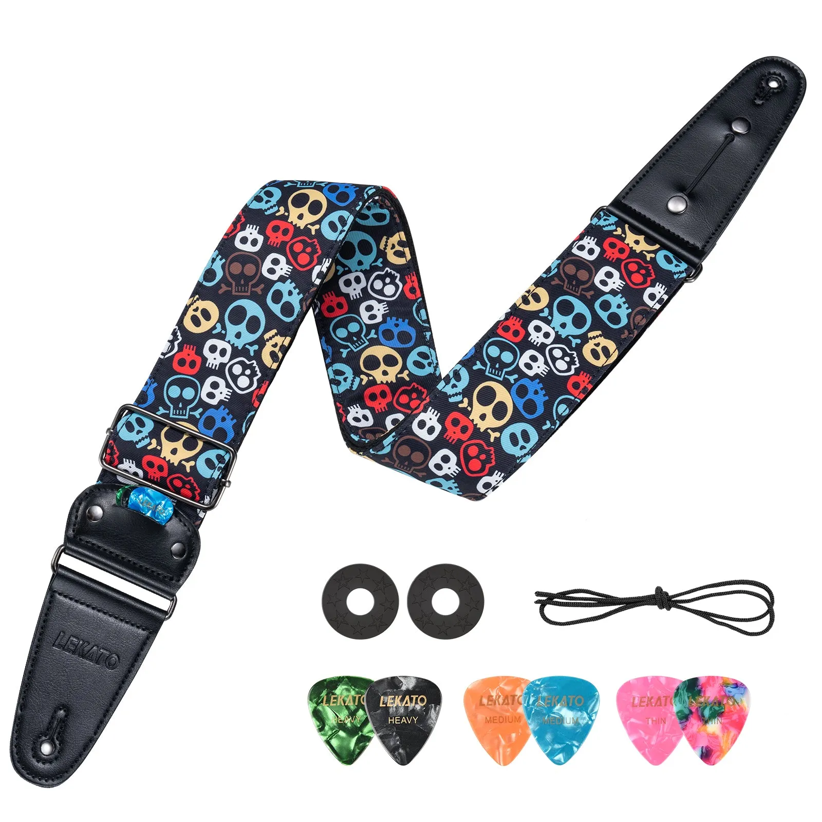 LEKATO LGS-9 Adjustable 2.5" Wide Guitar Patterned Straps