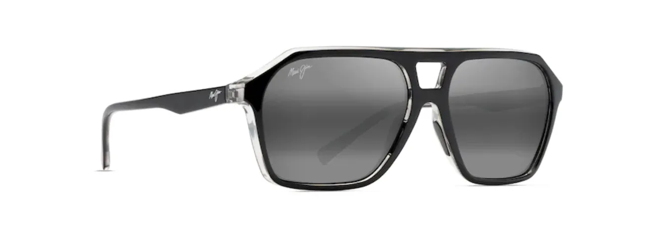 Maui Jim Wedges Black Gloss With Crystal Interior Frame - Neutral Gray Lens - Polarized Sunglasses