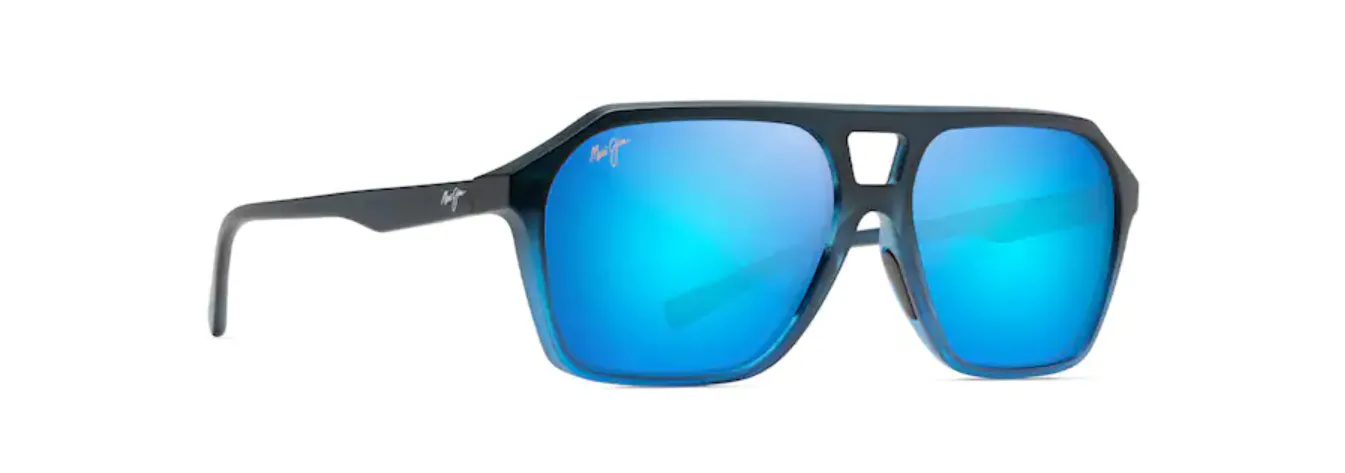 Maui Jim Wedges Matte Black Fade To Blue Frame - Blue Hawaii Lens - Polarized Sunglasses