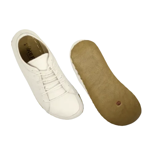 Men's Copper Rivet Earthing Leather Sneaker in White