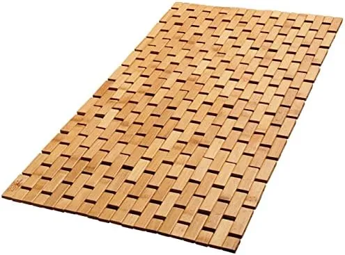 Natural Bamboo Wood Bath Mat, Wooden Door Mat