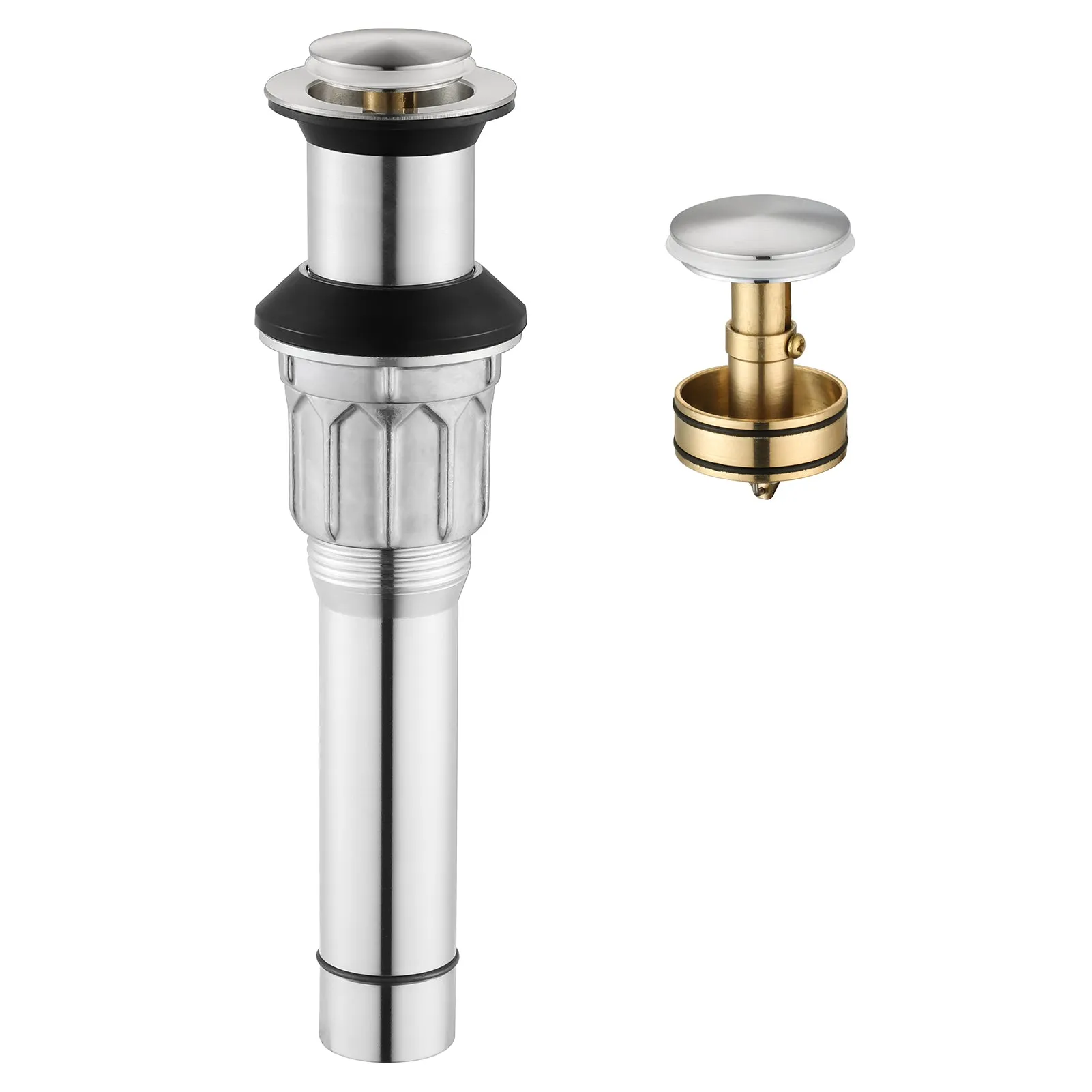 PARLOS Bathroom Sink Drain without Overflow, Metal Pop Up Drain for Vessel Sink, Brushed Nickel, 2108602