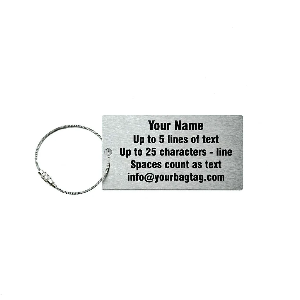 Stainless Steel Luggage Tag - Personalized - 3.75" X 2"