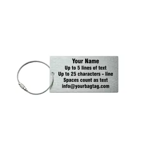 Stainless Steel Luggage Tag - Personalized - 3.75" X 2"