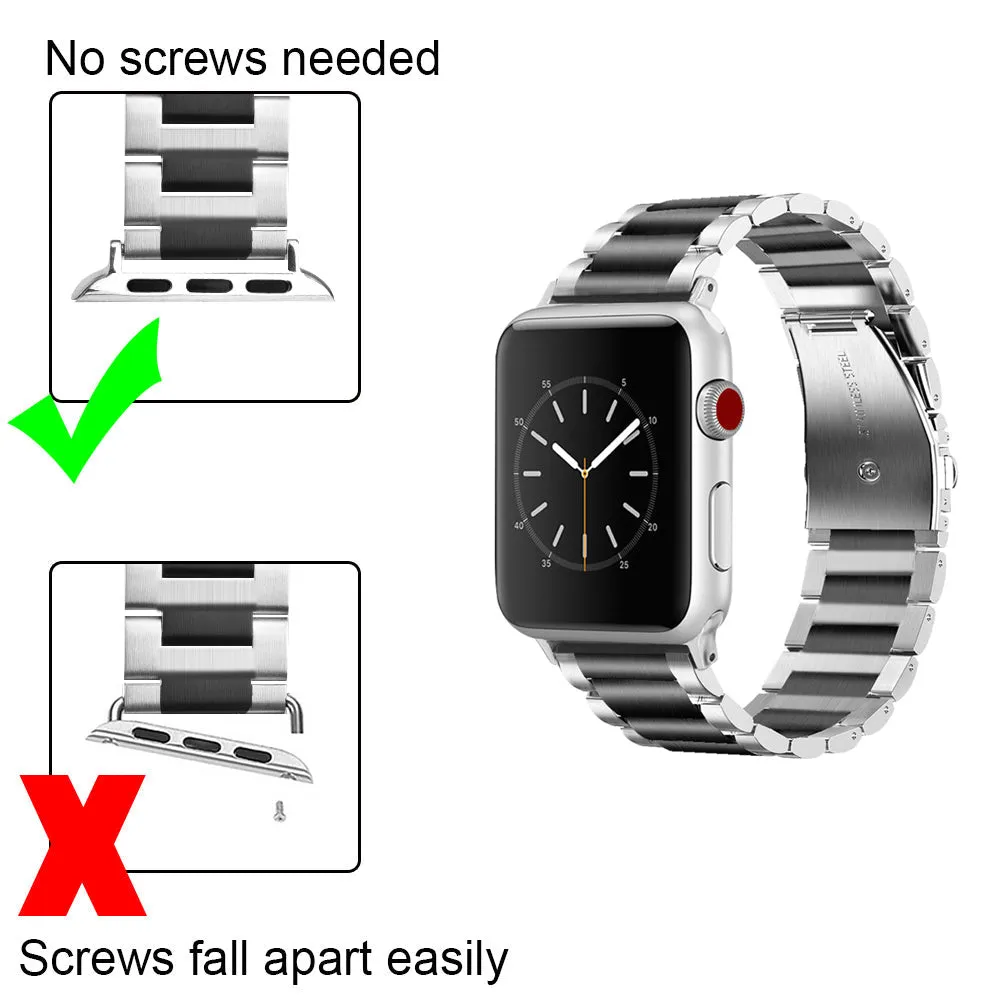 Stainless Steel Two Tone Classic Band for Apple Watch 38/40/41mm & 42/44/45/49mm