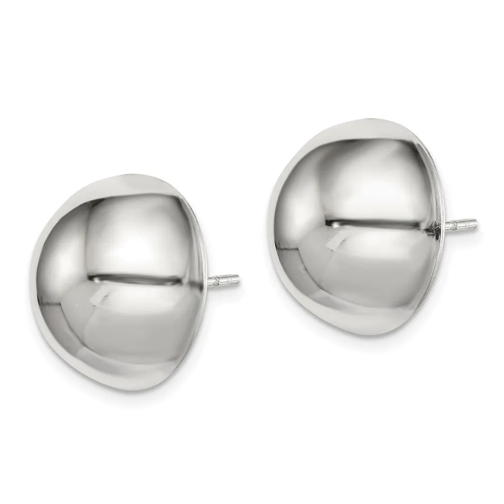 Sterling Silver Polished 16mm Button Earrings