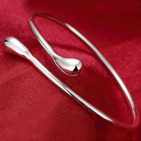 Teardrop Bangle in Sterling Silver