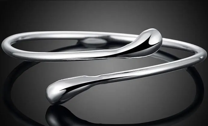 Teardrop Bangle in Sterling Silver