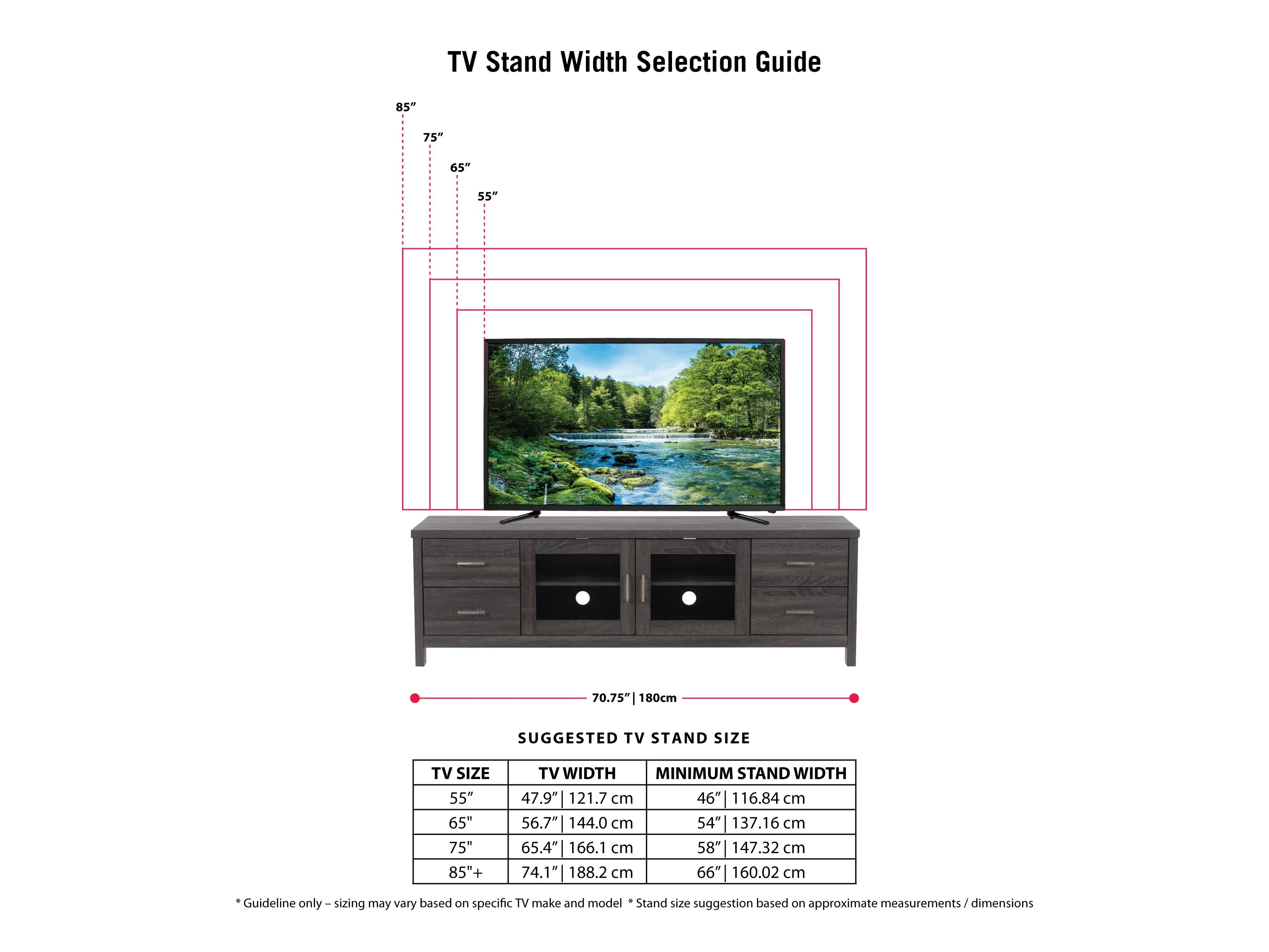 TV Cabinet with Doors, TVs up to 85"