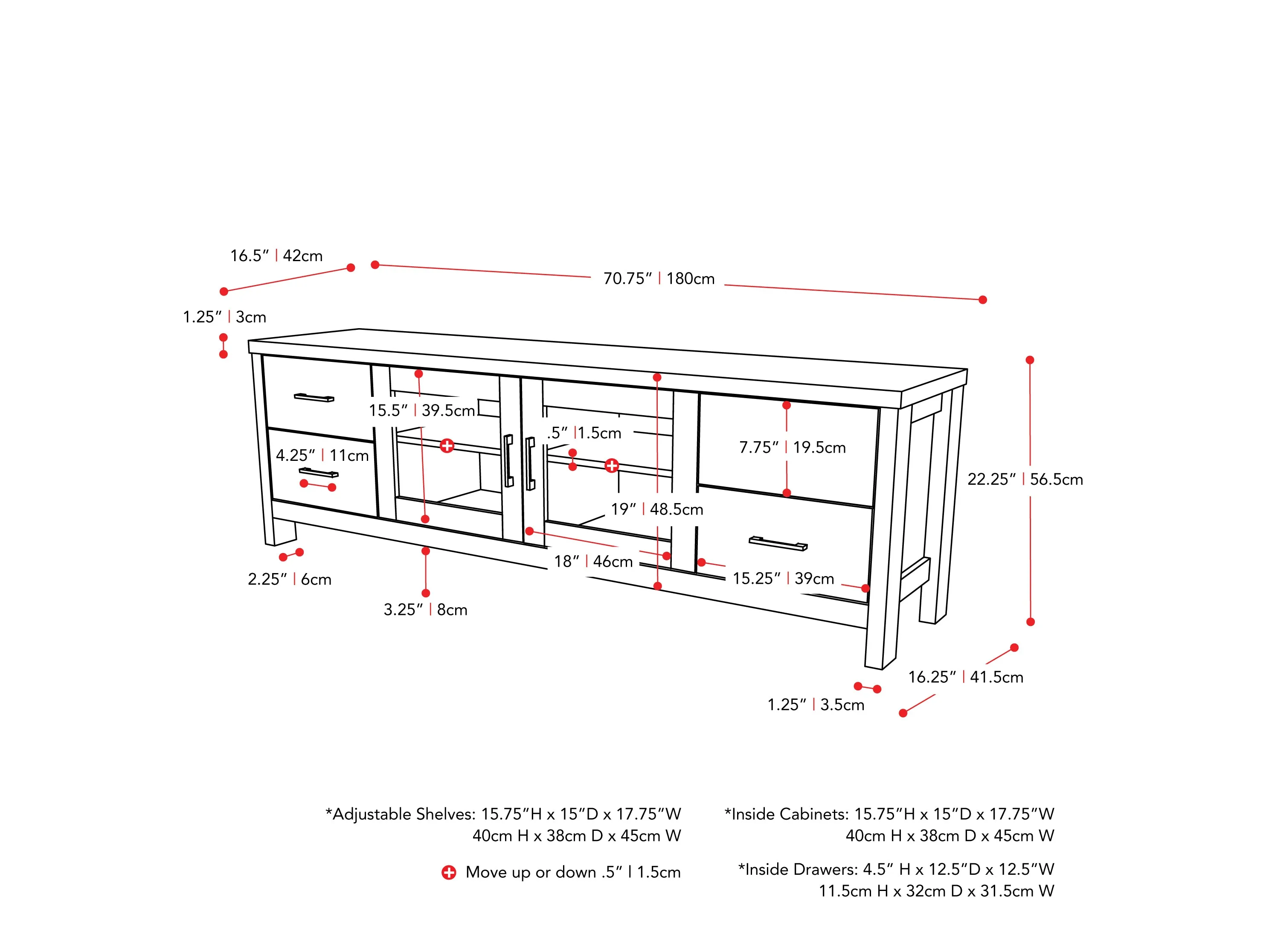 TV Cabinet with Doors, TVs up to 85"