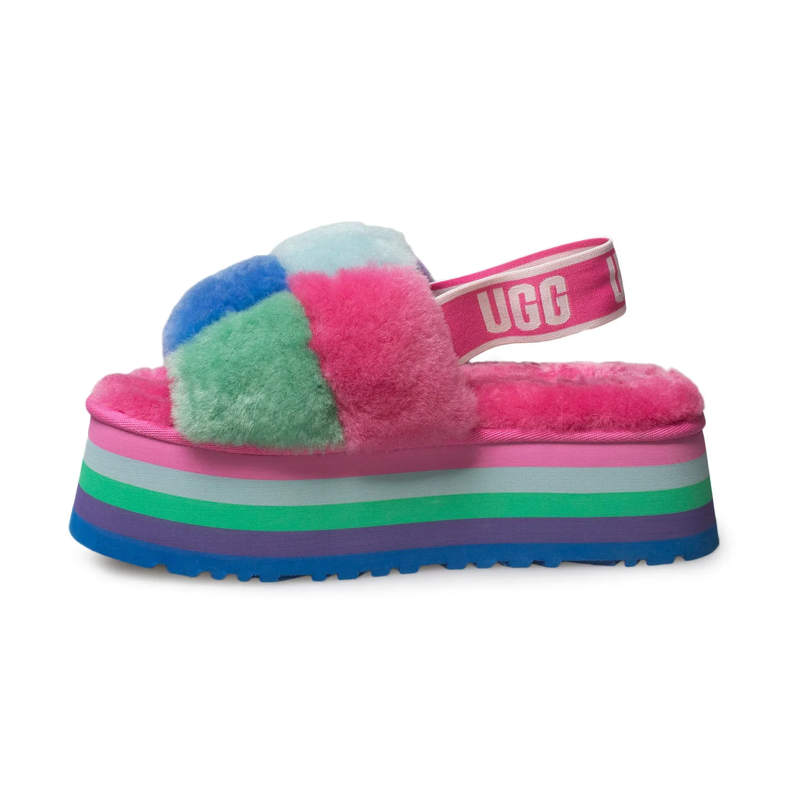 UGG Disco Checker Pride Rainbow Blue Sandals - Women's