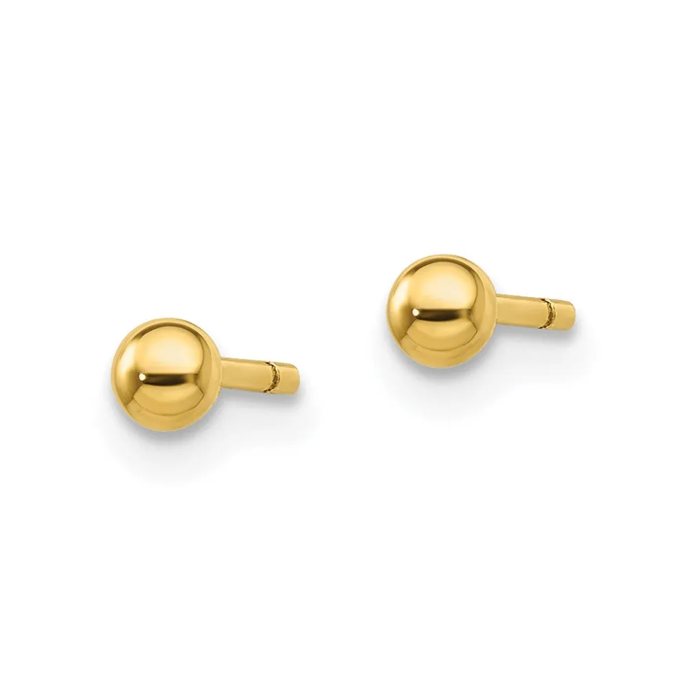 Yellow Gold-plated Sterling Silver Polished 3mm Ball Post Earrings