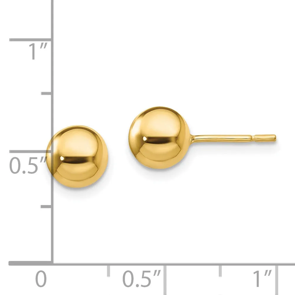 Yellow Gold-plated Sterling Silver Polished 7mm Ball Post Earrings