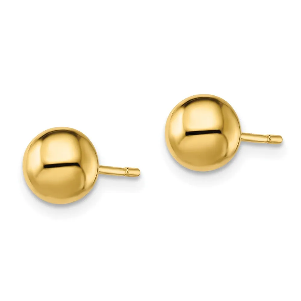 Yellow Gold-plated Sterling Silver Polished 7mm Ball Post Earrings